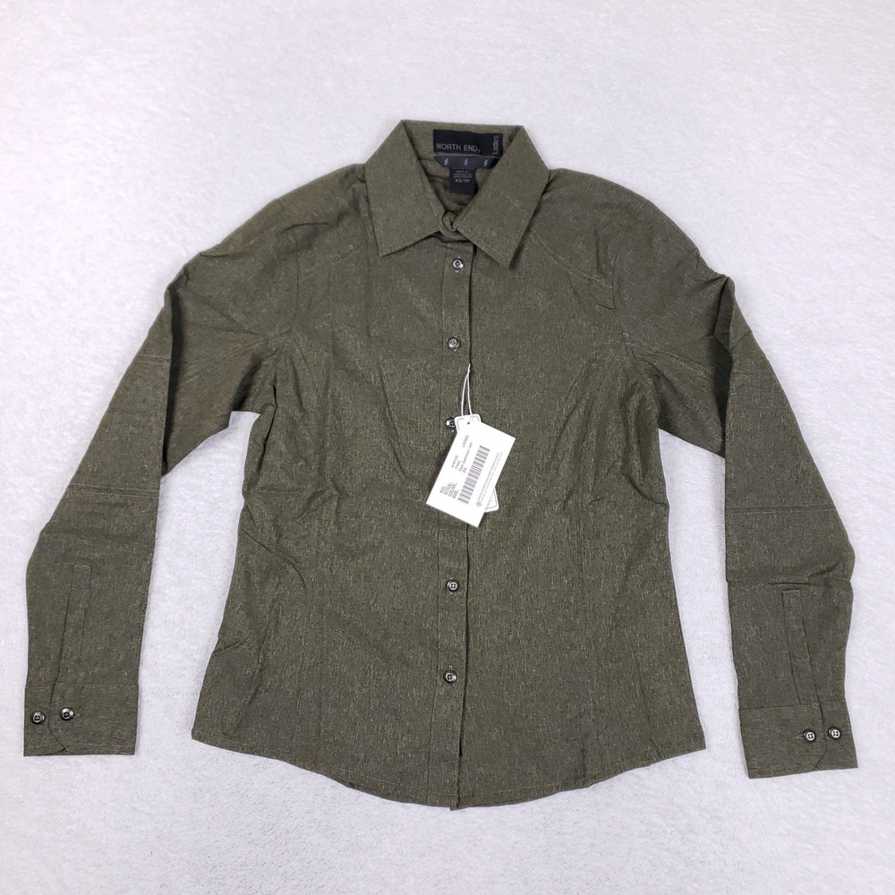 NORTH END Green Button Up Shirt‎ Womens XS Casual Outdoor Top Gorpcore